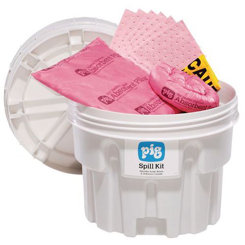 Absorbenter - spillkit med plastfat, Kjemikalier - Pig