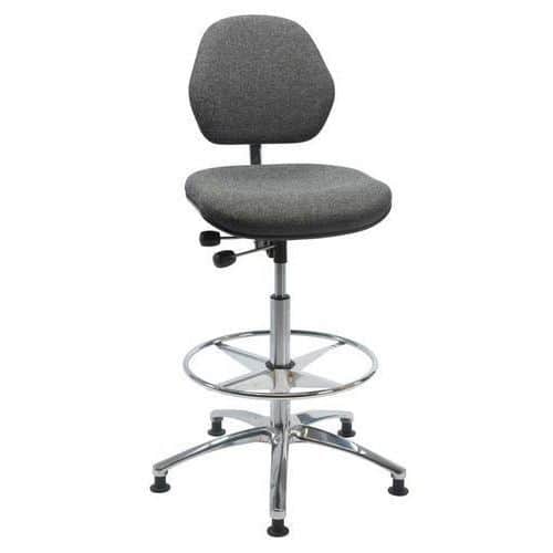 Arbeidsstol ESD stoff, høy, glideføtter - Global Professional Seating