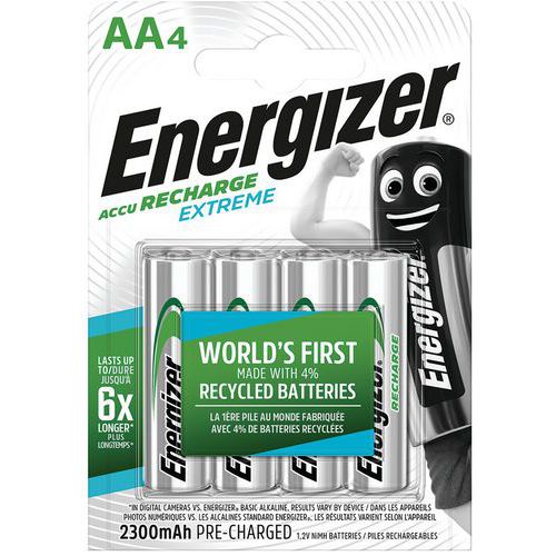 Ekstrem resirkulert oppladbare batterier - AA/LR06 - Pakning à 4 - Energizer