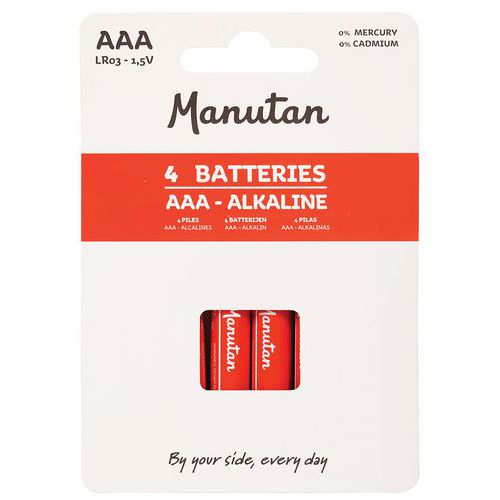 Alkalisk batteri AAA/LR03 - 4-pakning - Manutan Expert