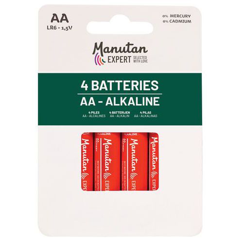 Alkalisk batteri AA/LR06 - 4-pakning - Manutan Expert