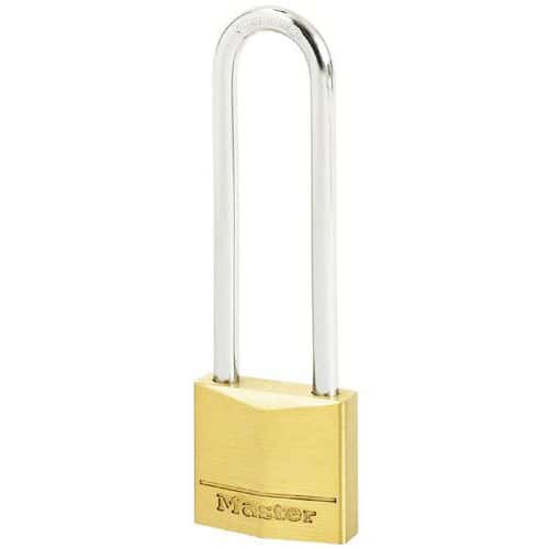 Master Lock solid hengelås i messing med lang sjakkel