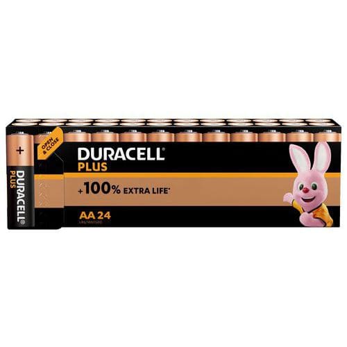 Plus 100 % AA alkalisk batteri - 24 enheter - Duracell