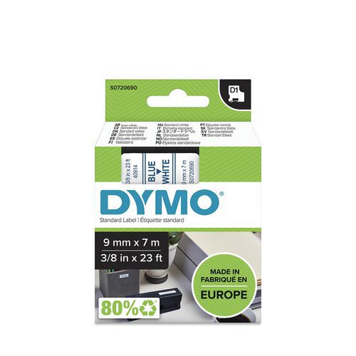 D1 tapekassett, bredde 9 mm – Dymo