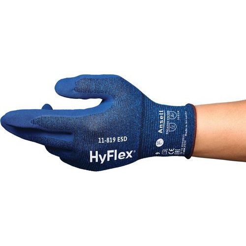 Arbeidshansker ergonomiske HyFlex®11-819 ESD- Ansell