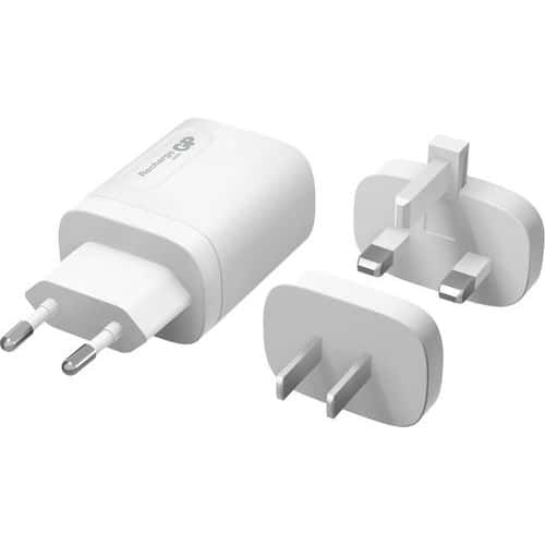 Vegglader med reiseadaptere, PD 20W, USB-A/USB-C - GP