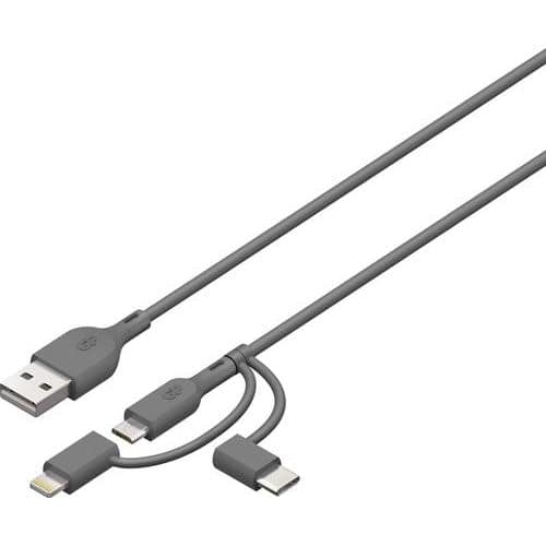 Slitesterk 1-meters 3-i-1 USB-kabel, 18 W - GP