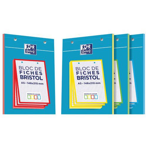 A5 blokk med perforerte flashcards, 5 x 5 ruter, 210 g, assorterte - Oxford