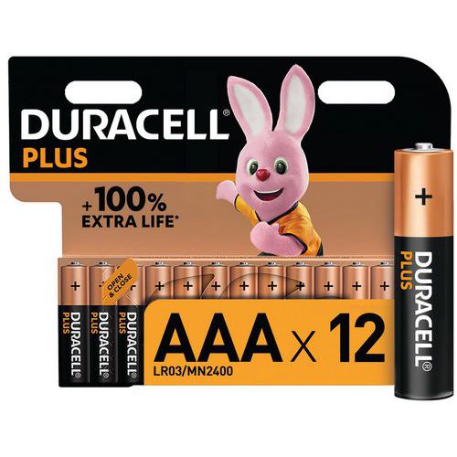 Plus 100 % AAA alkalisk batteri - 4 - 8 eller 12 enheter - Duracell