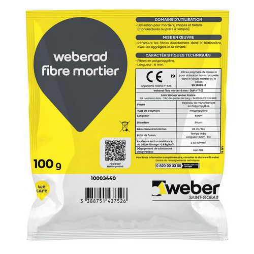 Mørtelfiber Weberad 6 mm – 100 g – Weber Saint Gobain