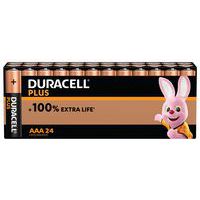 Plus 100 % AAA alkalisk batteri - 24 enheter - Duracell